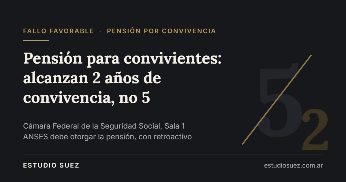Fallo favorable: pensión para convivientes con 2 años de convivencia